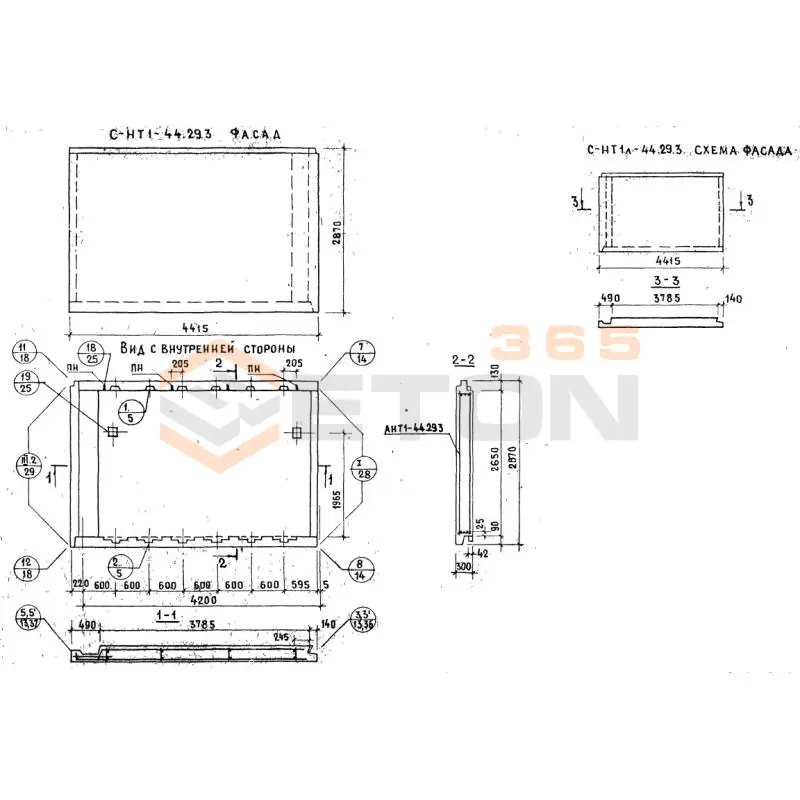 Панели наружных стен Серия 1.132.1-12с СНТ 1л-44-29-3