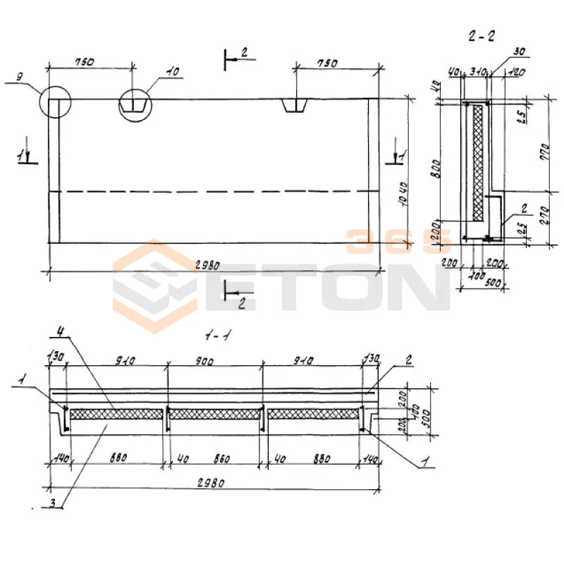 Панели наружных цокольных стен Серия 1.100.1-7 3НЦ 30-10-50-200 т