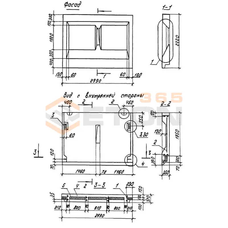 Панели опорные Серия 1.100.1-7 1НЧ 30-22-35-150 т