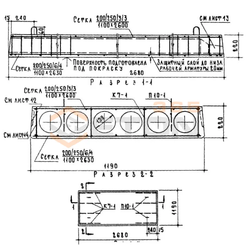 Панели многопустотные Серия 1.141-1 ПТ 27-12 АIII