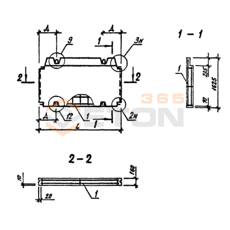 Панели внутренних стен Серия 1.090.1-3пв ПВ 29-16-1 т пв (1.090.1-3пв)