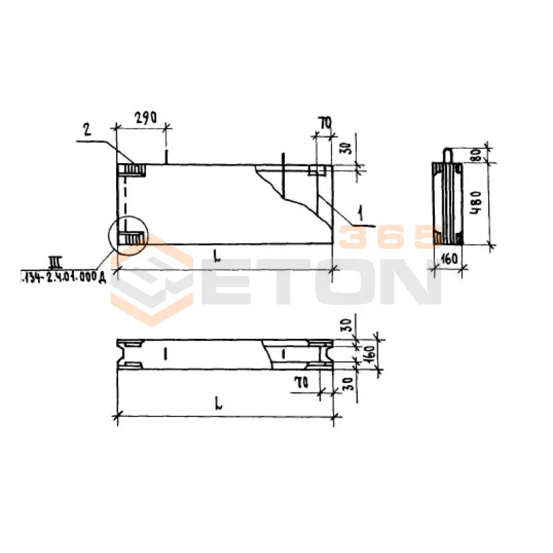 Блоки внутренних стен Серия 1.134-2 СБД 12-5-1 т