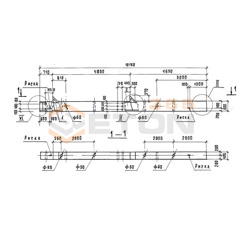 Колонны высотой 4,8; 6,0-4,8 м Серия 1.420.1-20с К 43-4 с