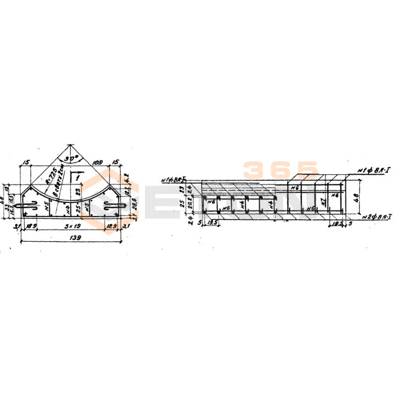 Блоки лекальные под цилиндрические звенья (Серия 3.501-59, шифр 1484 ) БЛ 2-302