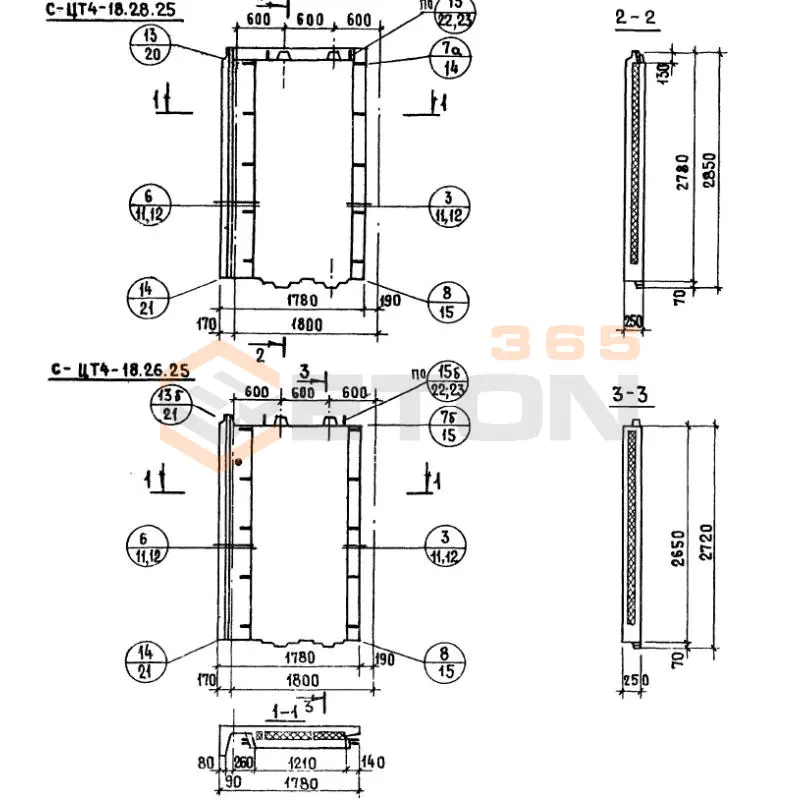 Панели стеновые цокольные Серия 1.117-12 с СЦТ 4л-18-26-25