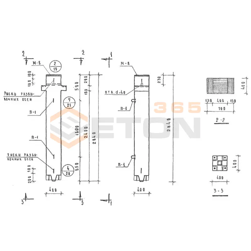 Колонны сечением 400х400 Серия ИИ 04-2 КВР 436-24
