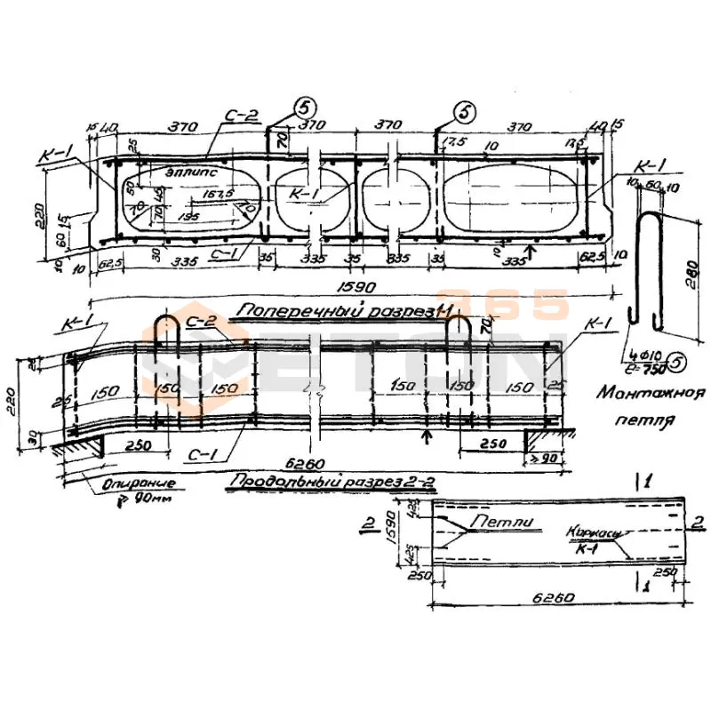 Панели с овальными пустотами Серия ИИ 01-02 ПОТ 64-16 (ИИ 01-02)