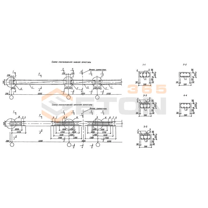 Ригели монолитные Серия Б1.020.1-7 2РС 60-5-48 (Б1.020.1-7)