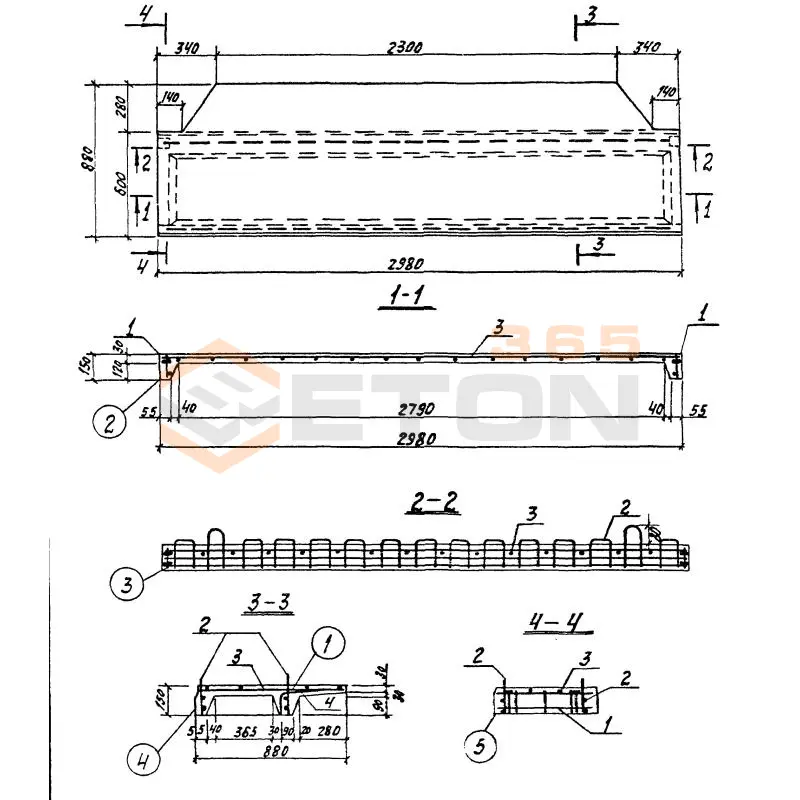 Плиты перекрытий Серия 3.702-1/79 ПП 2