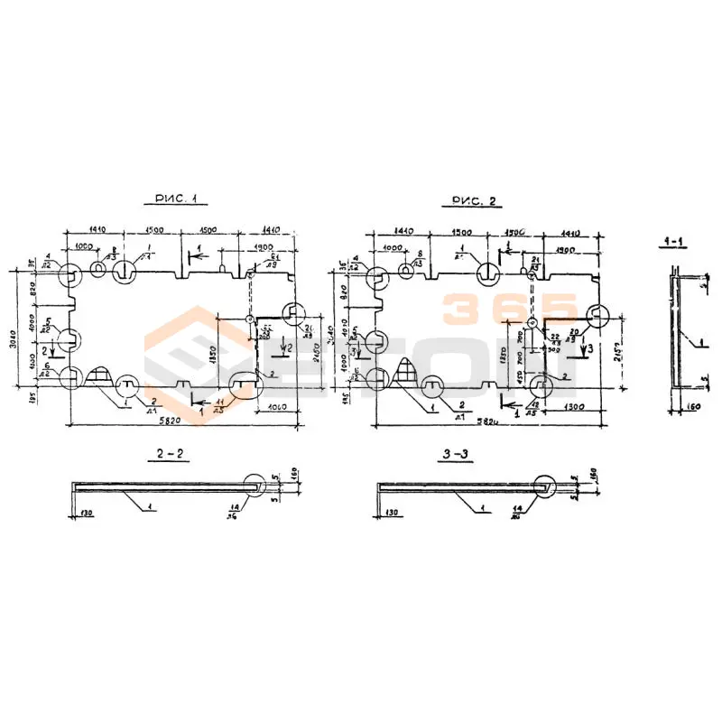 Панели внутренних стен Серия 1.090.1-2с ПВГ 58-30-13-1 тс (1.090.1-2с)