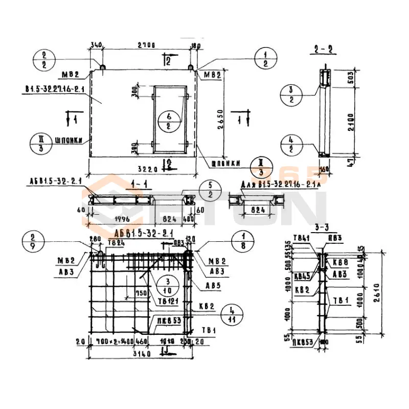 Панели внутренних продольных стен Серия 1.131-1 В 1,5-32-27-16-2,6