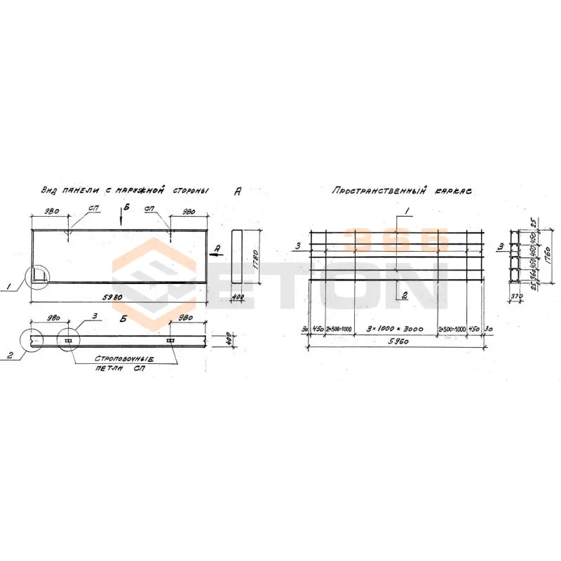Панели стеновые толщиной 400 мм Серия 1.030.1-1/88 ПС 60-18-4,0-6 л