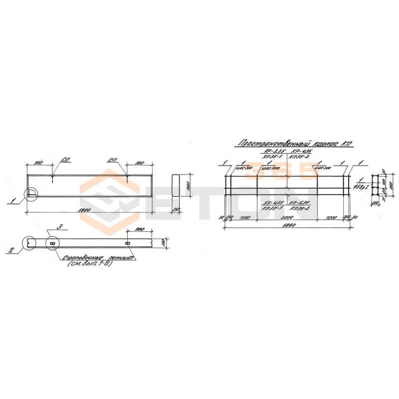 Панели стеновые толщиной 350 мм Серия 1.030.1-1/88 ПС 60-9-3,5-6 л
