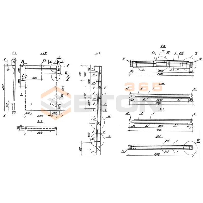Панели стеновые балочные для прямоугольных сооружений Серия 3.900.1-10 ПС 1-42 бг3 п