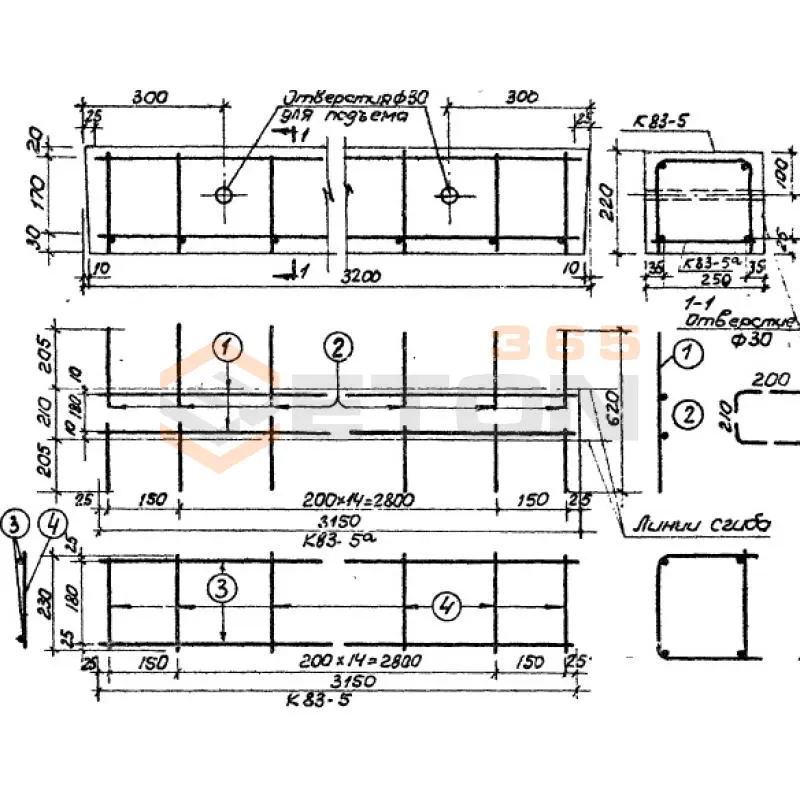 Перемычки Серия ИИ 03-02 Альбом 16б ч2 БУ 32-1