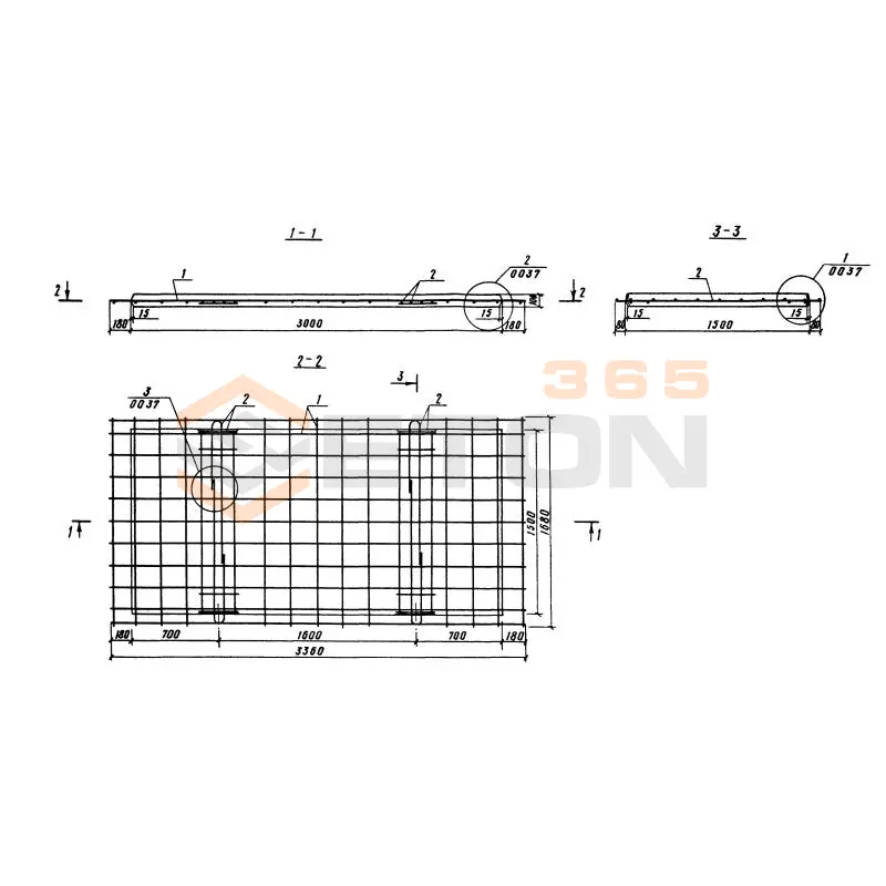 Плиты Серия 3.820.1-70 (3.820.1-32, 3.820-11) ПВ 30-15-1