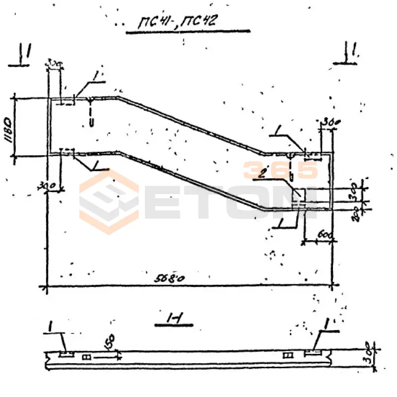 Панели стеновые Серия ВТИ КЖ 01-82 ПС 41 (ВТИ КЖ 01-82)