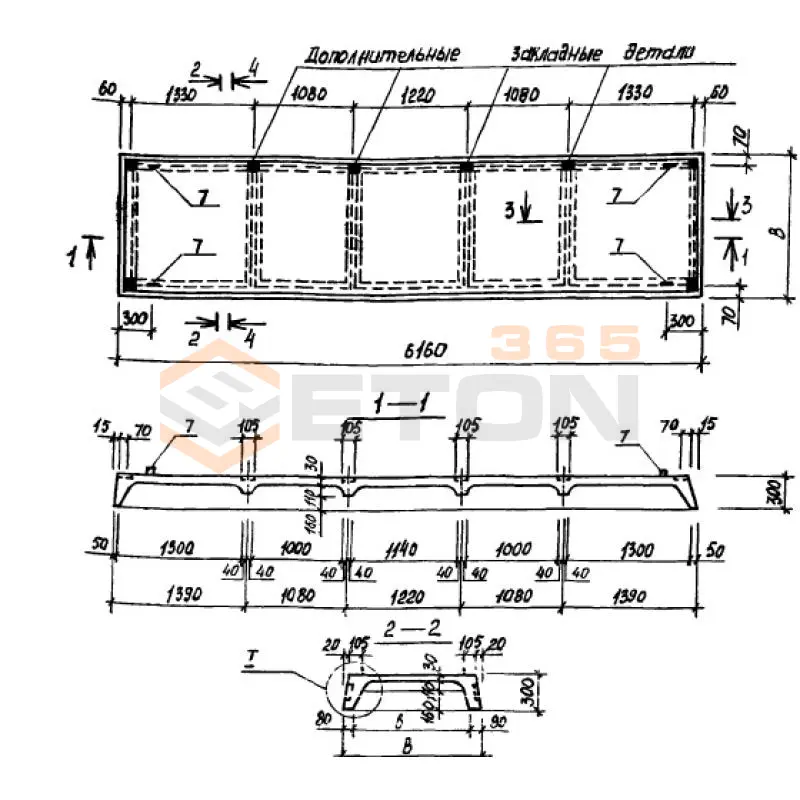 Панели покрытий ребристые Серия 1.165.1-14с ПР 62-15-3 АIVтс (1.165.1-14с)