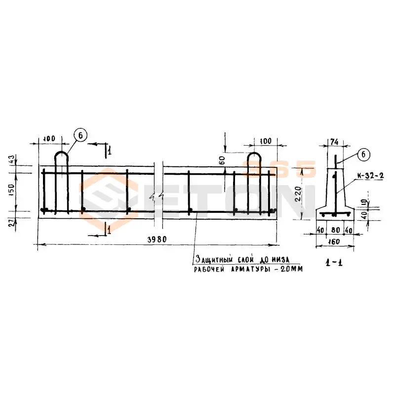 Балки тавровые Серия ИИ 03-02 Альбом 16 БТ 40
