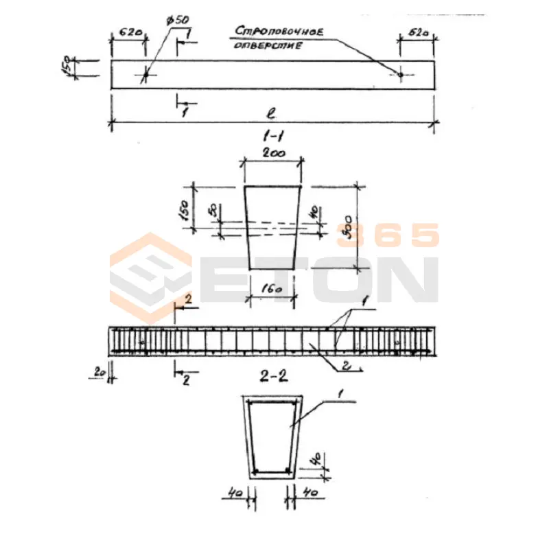 Балки фундаментные ГОСТ 28737-90 1БФ 15 (ГОСТ 28737-90)