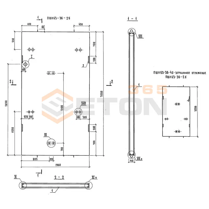 Панели шахт лифтов Серия 1.289.1-2 ПШЛ 63-36-2 б