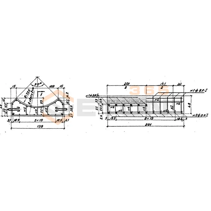 Блоки лекальные под цилиндрические звенья (Серия 3.501-59, шифр 1484 ) БЛ 2-201