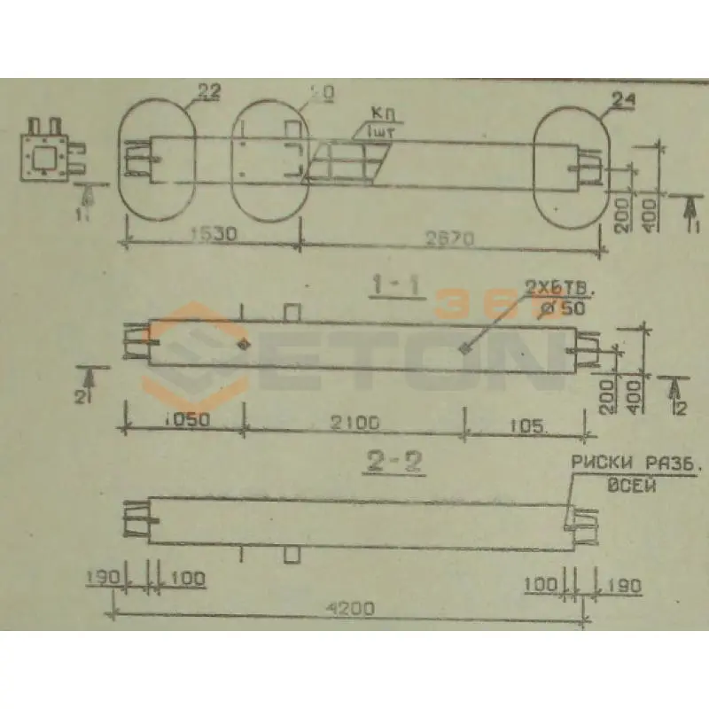 Колонны сечением 400х400 мм для зданий с высотами этажей 4,2 м Серия 1.020.1-2с/89 5КС 42-42-11 с