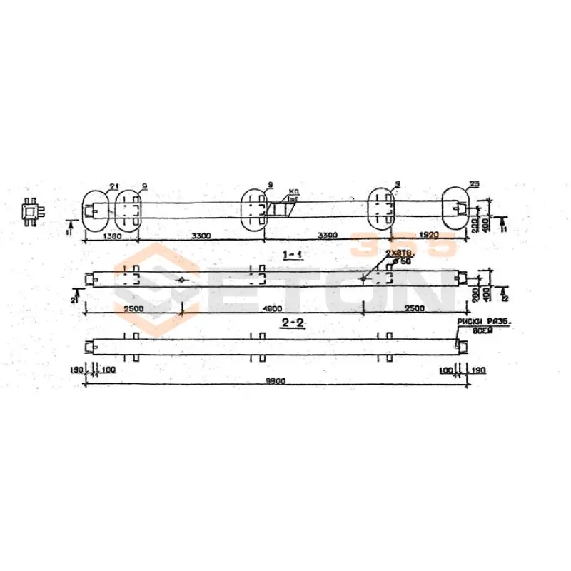 Колонны сечением 400х400 мм для зданий с высотами этажей 3,3 м Серия 1.020.1-2с/89 3КС 33-99-11
