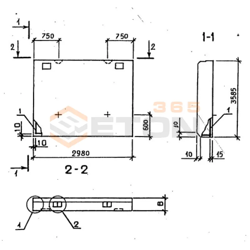 Панели стеновые цокольные серия 1.020-1/87 ( 1.020.1-7, 1.020-1/83, ИИ 04-1, 1.020.1-3пв ) ПСЦ 30-36-3,5 л пв