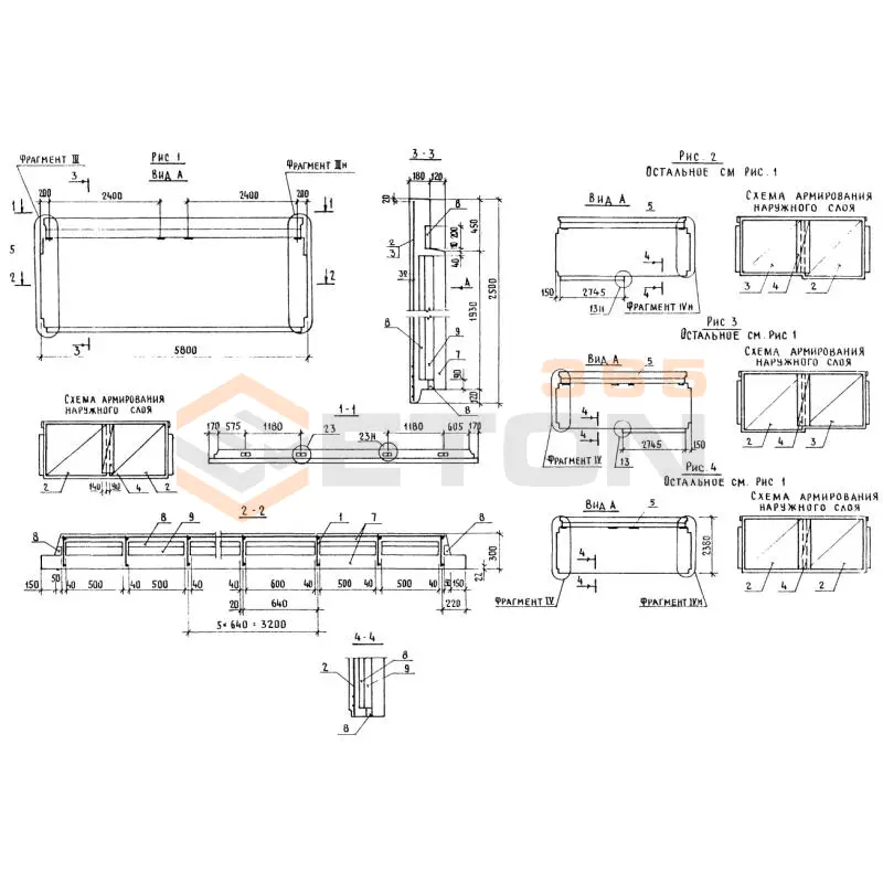 Панели парапета трехслойные Серия 1.138.1-18 3НЧ 58-25-30-150 т-3,3-2 (1.138.1-18)