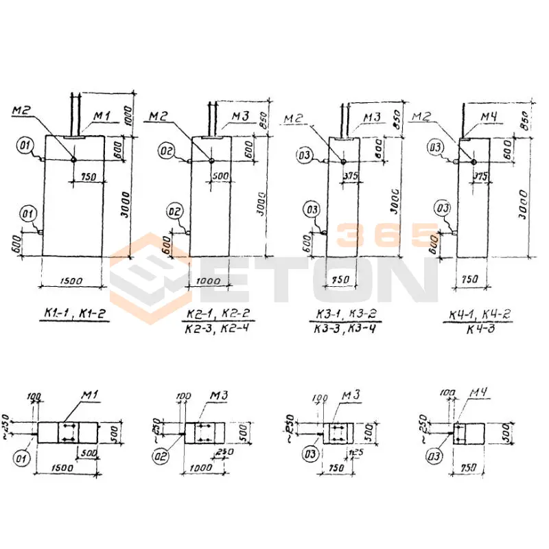 Колонны Серия У 01-01 К 4-3 (У 01-01)