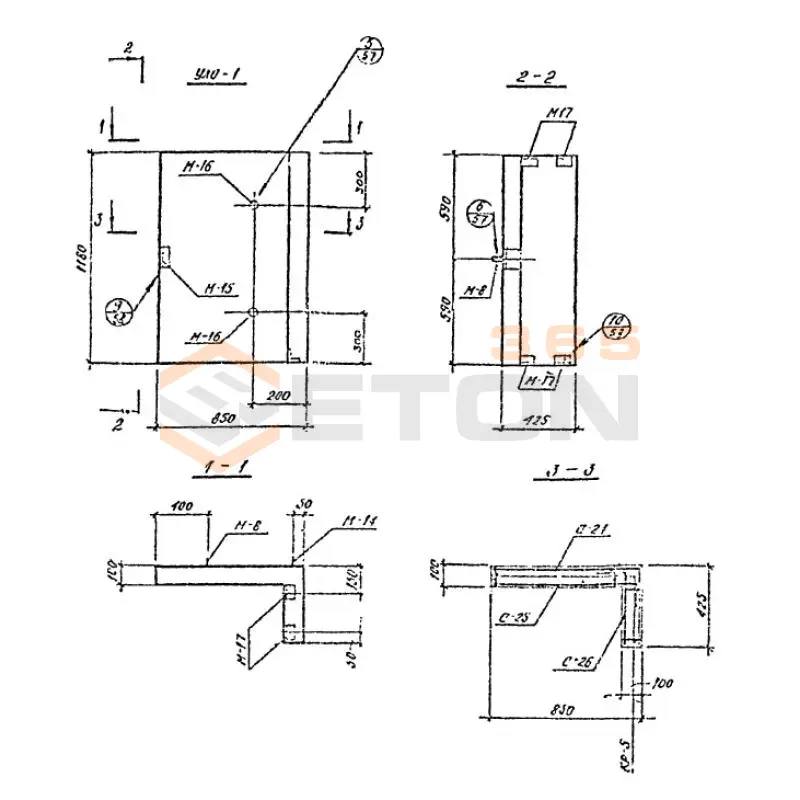Уголковые элементы встроенных лестничных клеток Шифр 789-04 УЛО 1
