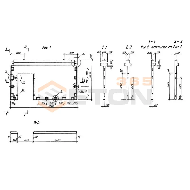 Диафрагмы жесткости серия 1.020-1/87 ( 1.020.1-7, 1.020-1/83, ИИ 04-1, 1.020.1-3пв ) 2ДПК 56-33-5 пв