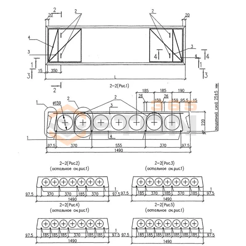 Плиты перекрытий многопустотные Серия Б1.041.1-3.08 ПТМ 63-15-22-6,0 S800