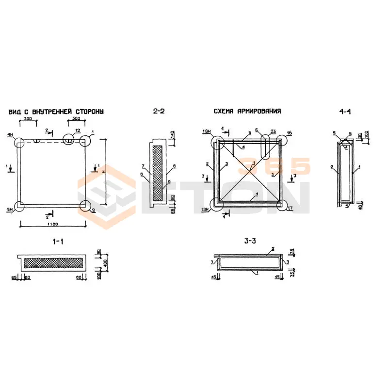 Панели наружных стен трехслойные легкобетонные Серия 1.232.1-10 1ПСТ 12-21-4 л-1