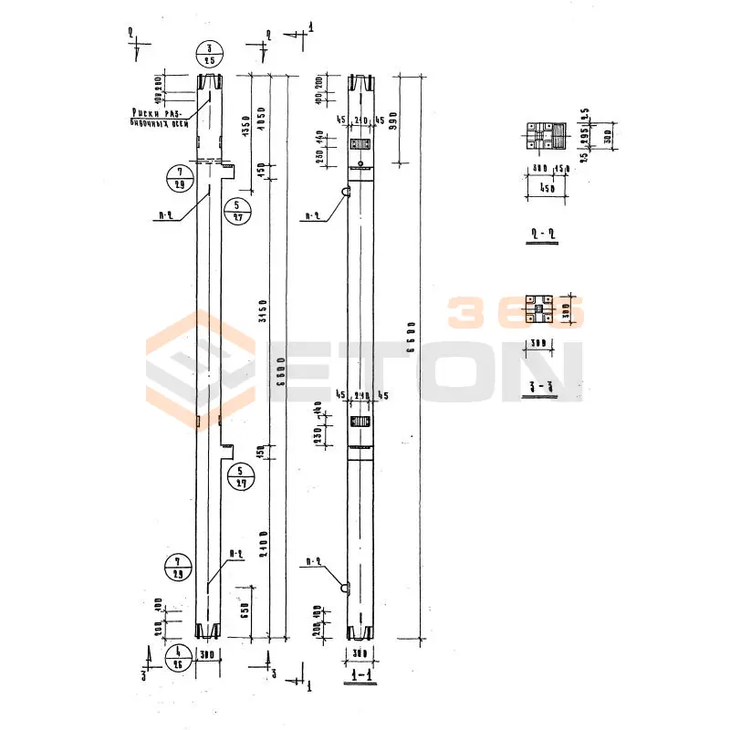 Колонны сечением 300х300 Серия ИИ 04-2 КСК 366-17-5