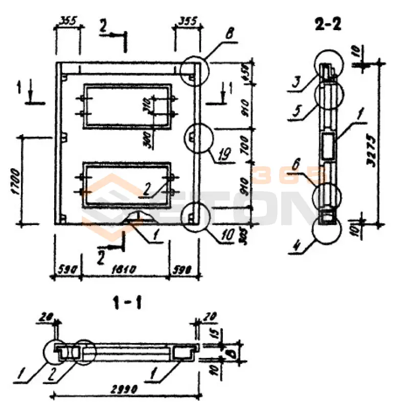 Панели наружных стен однослойные Серия 1.090.1-3пв ПСЛ 30-33-4,0-2 п пв (1.090.1-3пв)