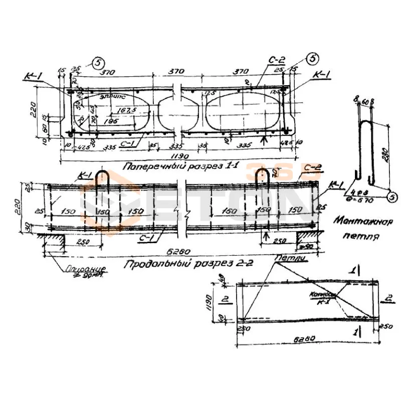 Панели с овальными пустотами Серия ИИ 01-02 ПОТ 64-12 (ИИ 01-02)