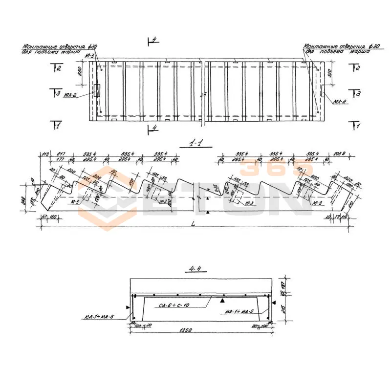 Лестничные марши ребристые с фризовыми ступенями ЛМФ Серия 1.251.1 КР-1 2ЛМФ 48-13-21-5 г (1.251.1 КР-1)
