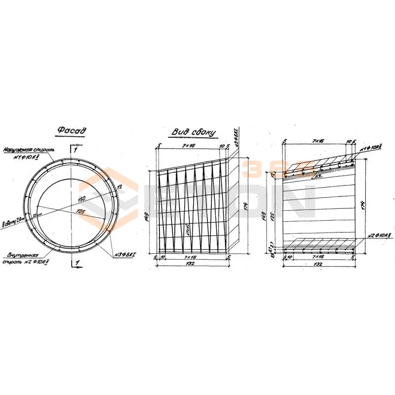 Звенья оголовков конические серия 3.501.1-144 ( Серия 3.501-59, шифр 1484 ) Блок 28