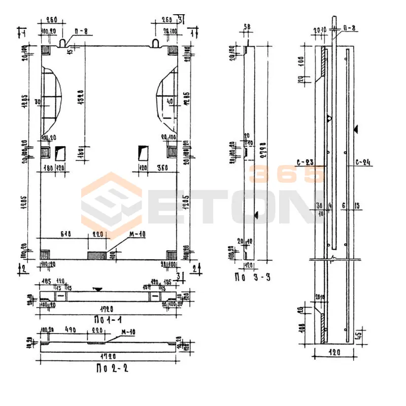 Стенки шахт лифтов Серия 03-02 Альбом 65 СЛ 2 а