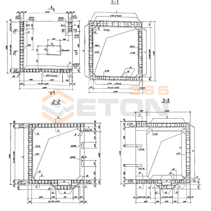 Участки монолитные Серия 03.005-6 Участок 4-IV