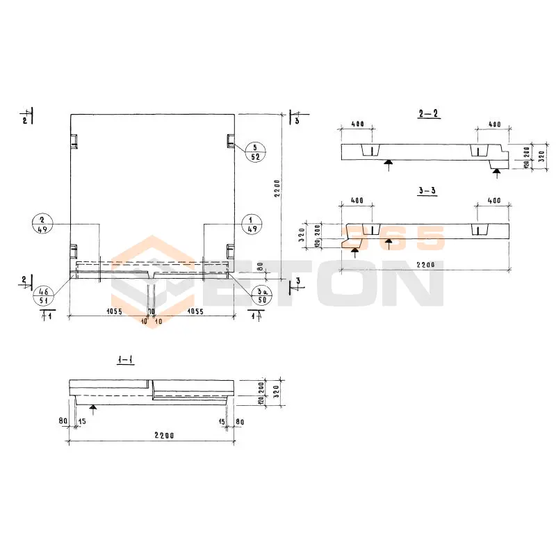 Лестничные площадки ребристые Серия 1.152-7 ЛП 22-21 (1.152-7)