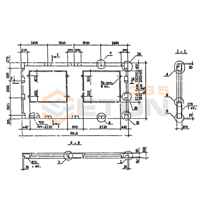 Панели наружных стен Серия 1.090.1-7с 3ПСО 60-33-3-1 пс (1.090.1-7с)