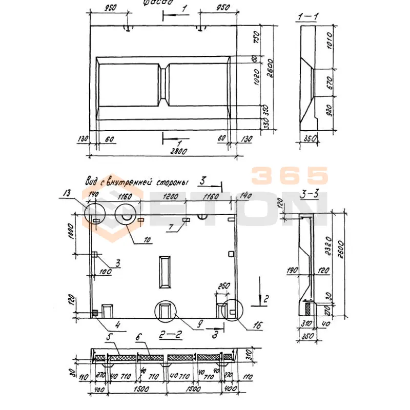 Панели парапетные Серия 1.100.1-7 1НЧ 38-26-31-150 т