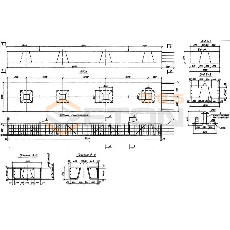 Блоки ригеля Серия 3.503.1-94 БР 66-2 р