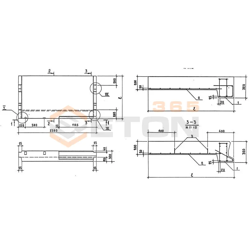 Лестничные площадки плоские 1ЛП серия 1.152.1-8 ( 1.152-3 ) и ГОСТ 9818-85 1ЛП 24-21в-4