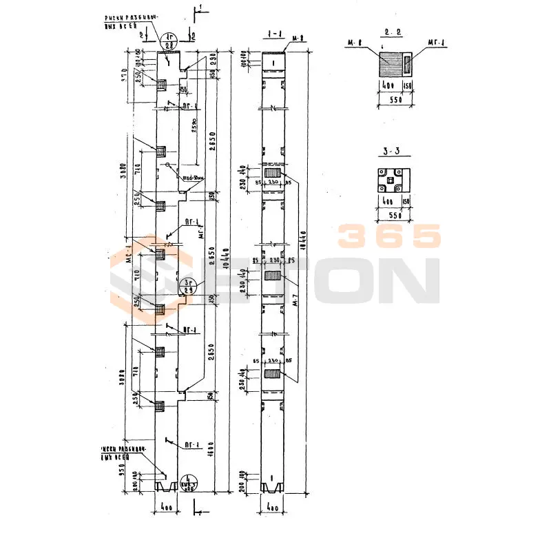 Колонны сечением 400х400 Серия ИИ 04-2 К4ВК 428-25