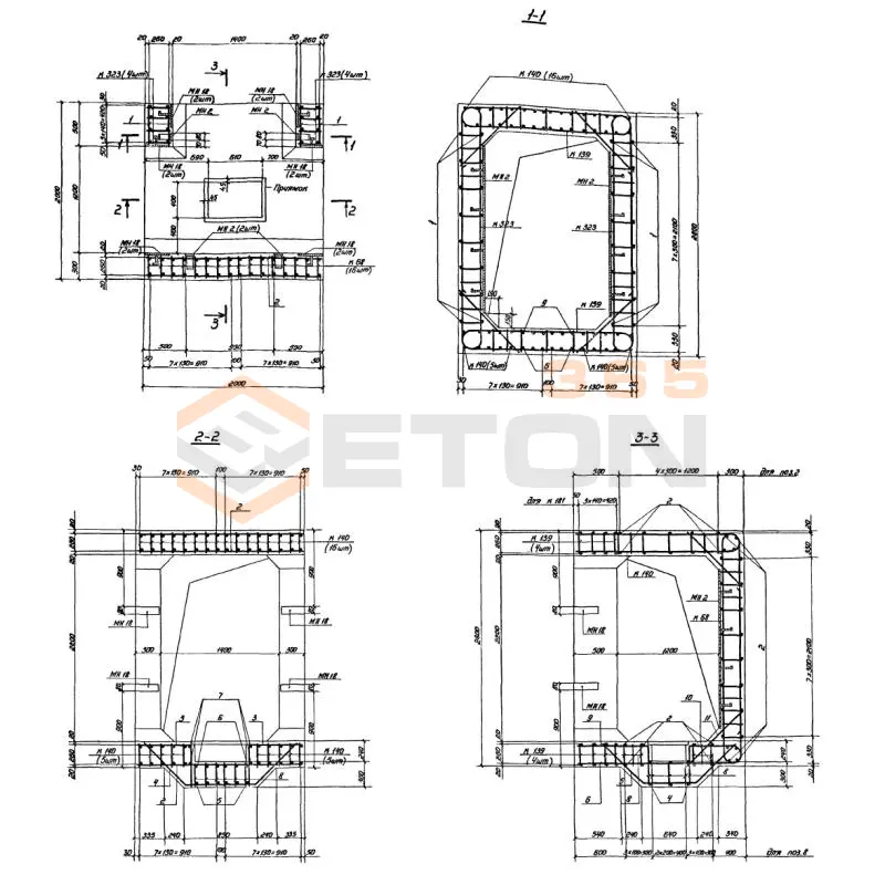 Участки монолитные Серия 03.005-6 Участок 1-II