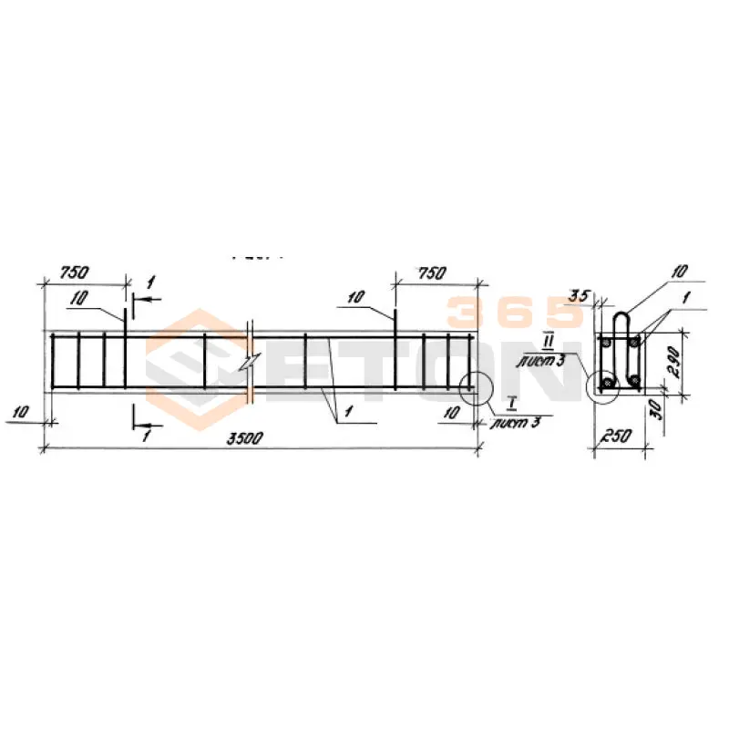 Перемычки брусковые ПБ серия 1.038.1-1 ( 1.138-10, ИИ 03-02, ГОСТ 948-84, 1.139-1 ) 6ПБ 35-37